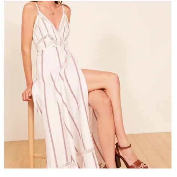 Reformation | Dresses | Reformation Daria Wrap Midi Linen Dress Size Medium  | Poshmark